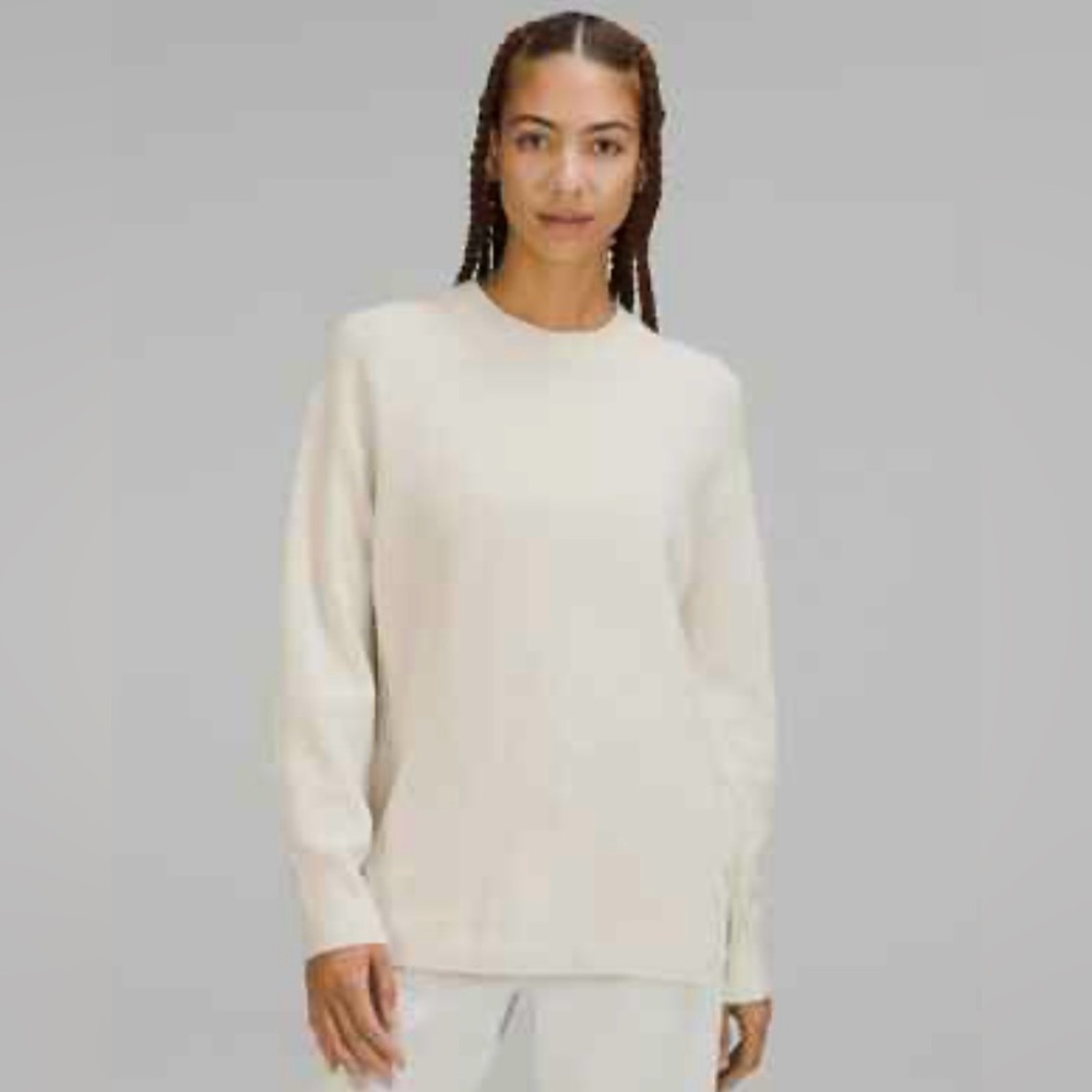 Lululemon Merino Wool-Blend Ribbed Crewneck Sweater White Opal